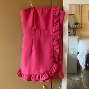 strapless hot pink romper
